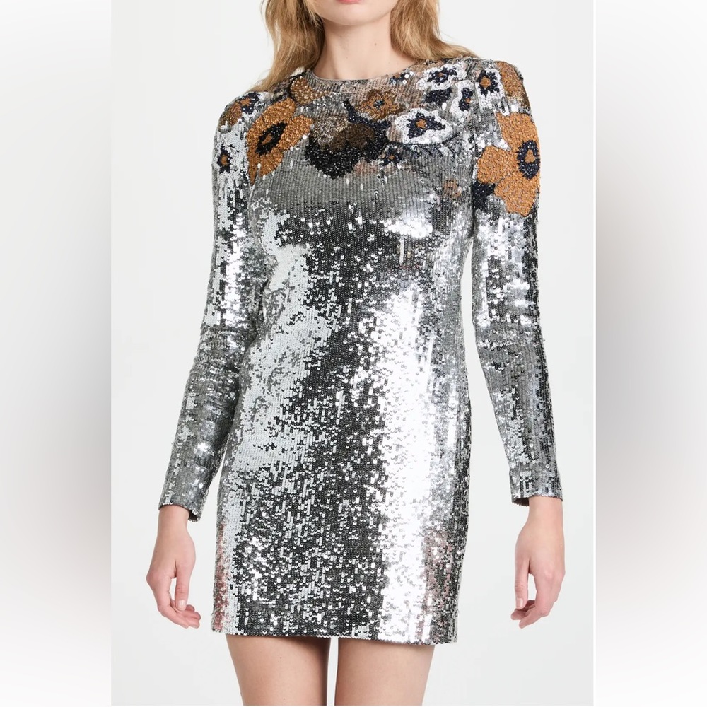 Veronica Beard Shar Sequin Floral Dress
Silver Mini Size 00